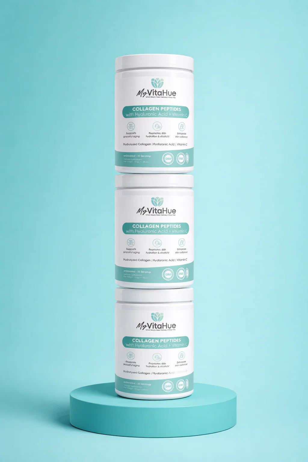 2 Bottle- MyVitaHue Collagen Peptides with Hyaluronic Acid + Vitamin C